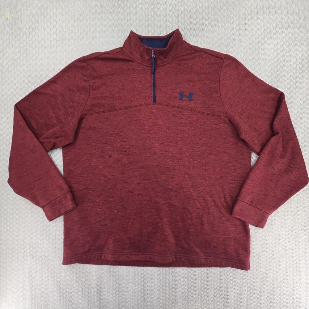 Under Armour ColdGear Pullover Mens 2XL Red 1/4 Zip Fleece Lined Long Sleeve